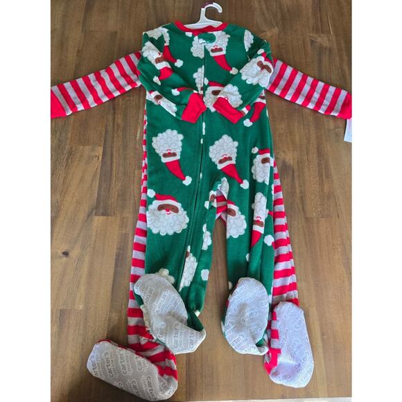 Carter's Just One You® Toddler Striped Santa Fleece Footed Pajama Set - Red 3T - Picture 1 of 6